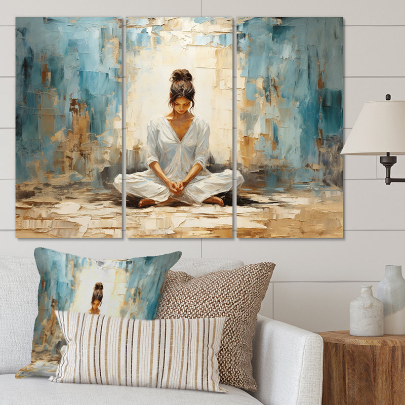 Yoga yoga sérénité sur toile, 3 pièces, H 28 po x l 36 po x P 1 po