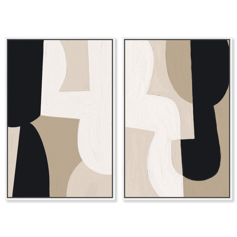 El Modernista Set Abstract Canvas Print by Oliver Gal, Black Frame, 10 x 15, 31"H x 46"W, White Floater Frame