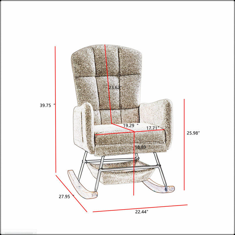 Fauteuil berçant luxueux gris Teddy avec confort moelleux et soutien durable pour la détente