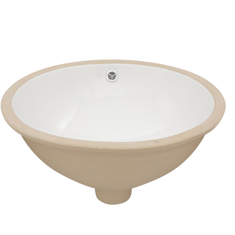 White Ceramic Oval 18"X15" Undermount Bathroom Sink With Overflow - Modern, , To Stains Stain , For Bathrooms