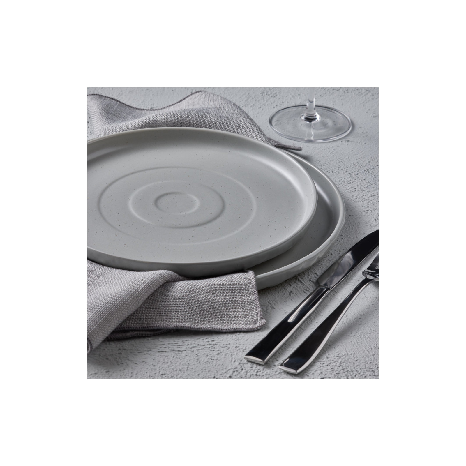 Shosai Stone by Mercer Project Shosai 16-Piece Dinnerware Set Stoneware, Gray Speckled