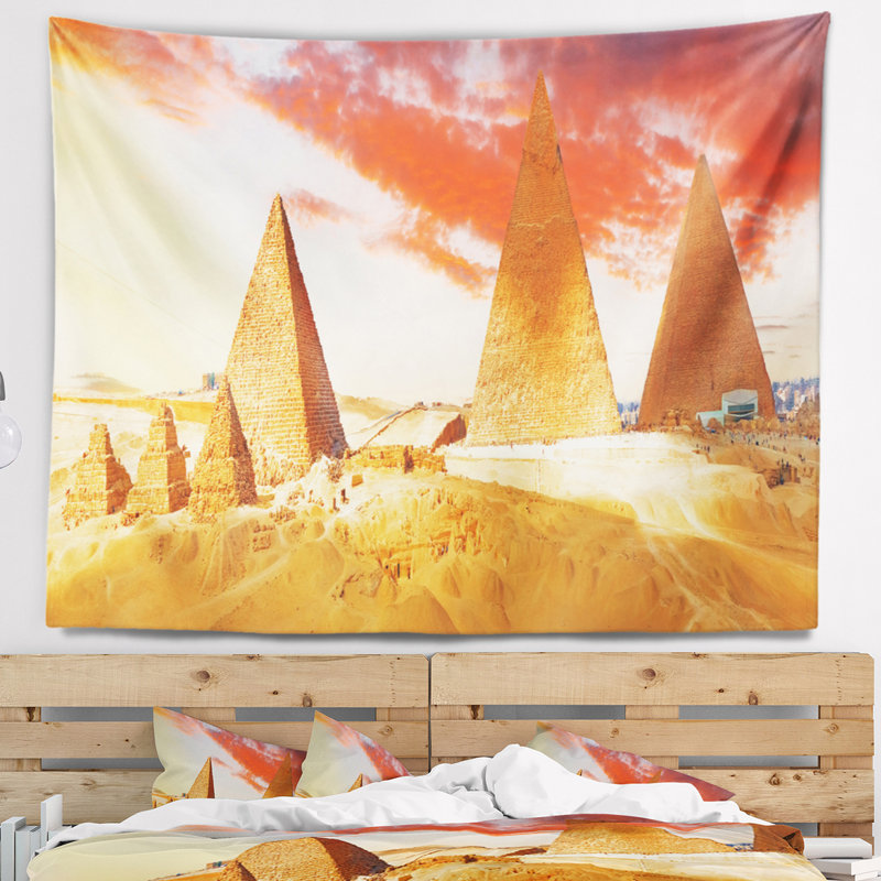 Paysage des grandes pyramides à la tapisserie de gizeh, H 78 po x l 92 po
