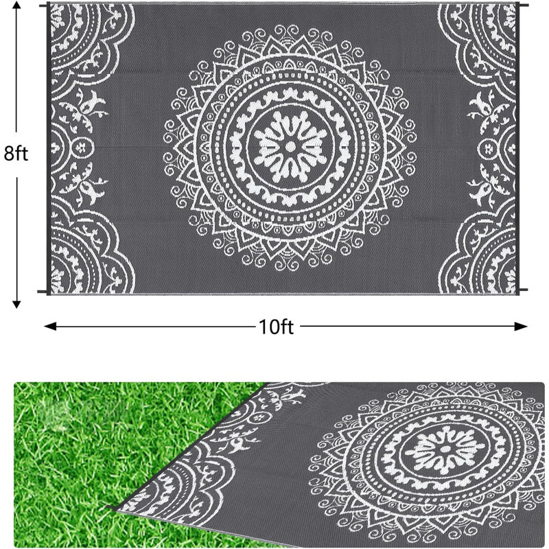Reversible Mats, Plastic Straw Rug, Modern Area Rug, Large Floor Mat for Outdoors, Rectangle 8' x 10'