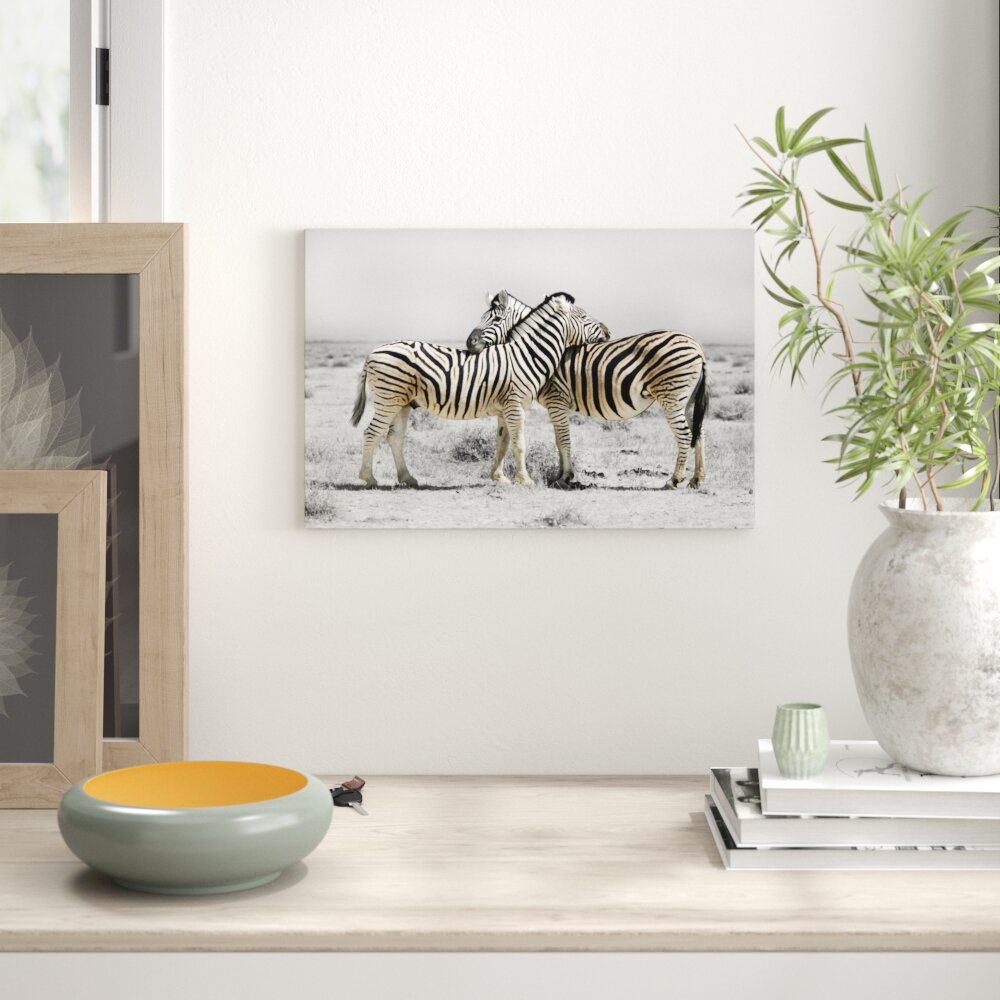 Leinwandbild „Zebras in der Savanne", Grafikdruck