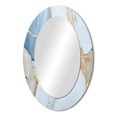 Abstract Geode White I - Large Oval Wall Mirror On Metal