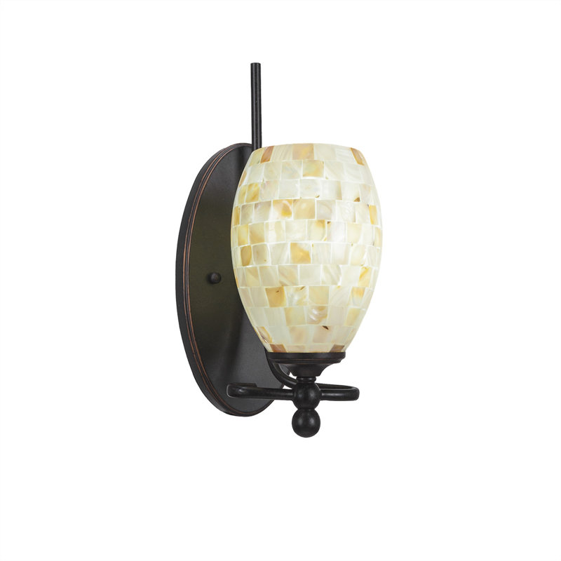 Skypark Wall Sconce Shown In Dark Granite Finish With 5" Ivory Glaze Seashell Glass