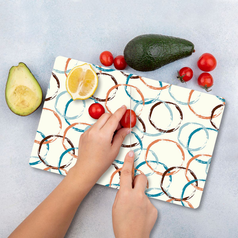 Planche à découper en verre trempé, 7,9 po x 11,8 po | 100% antibactérien, surface facile à nettoyer, pieds en silicone antidérapants | Parfait pour la préparation et le service des aliments, durable et élégant pour la cuisine, ne va pas au lave-vaisselle