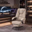 Fauteuil de direction ergonomique en similicuir avec repose-pieds (beige)-118090525