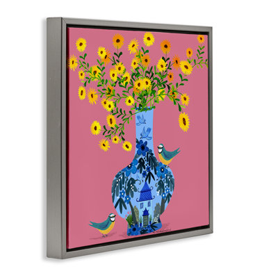 Vase orné avec cadre flottant marguerites, design par Kay Widdowson