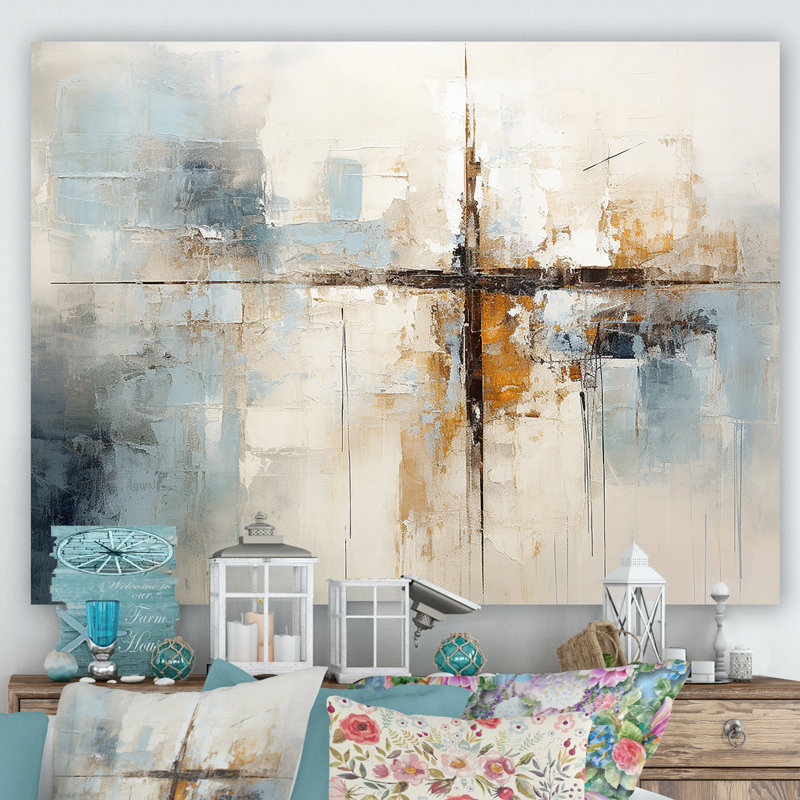 Minimalism Christianity Cross Dream I Wall Art, Wrapped Canvas, 16" H x 32" W, No Frame