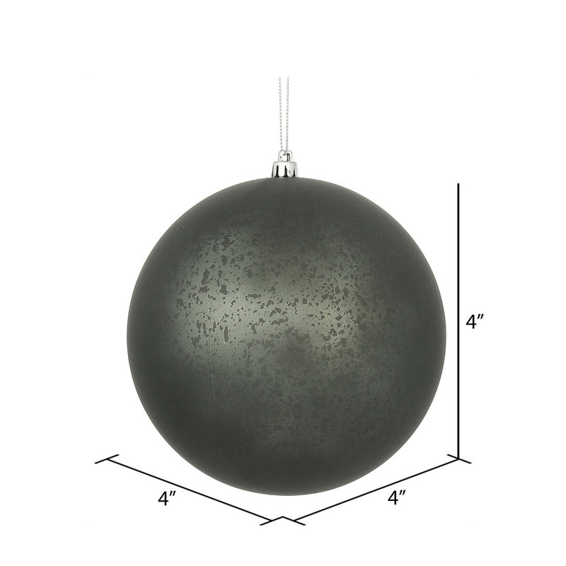 Ornement boule de mercure mat, H 4 po x l 4 po, Étain