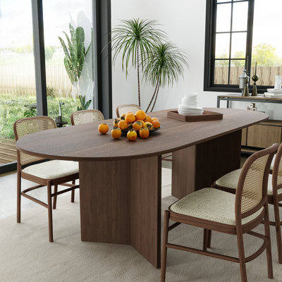 Table de salle à manger ovale avec table de cuisine en bois massif à double piédestal