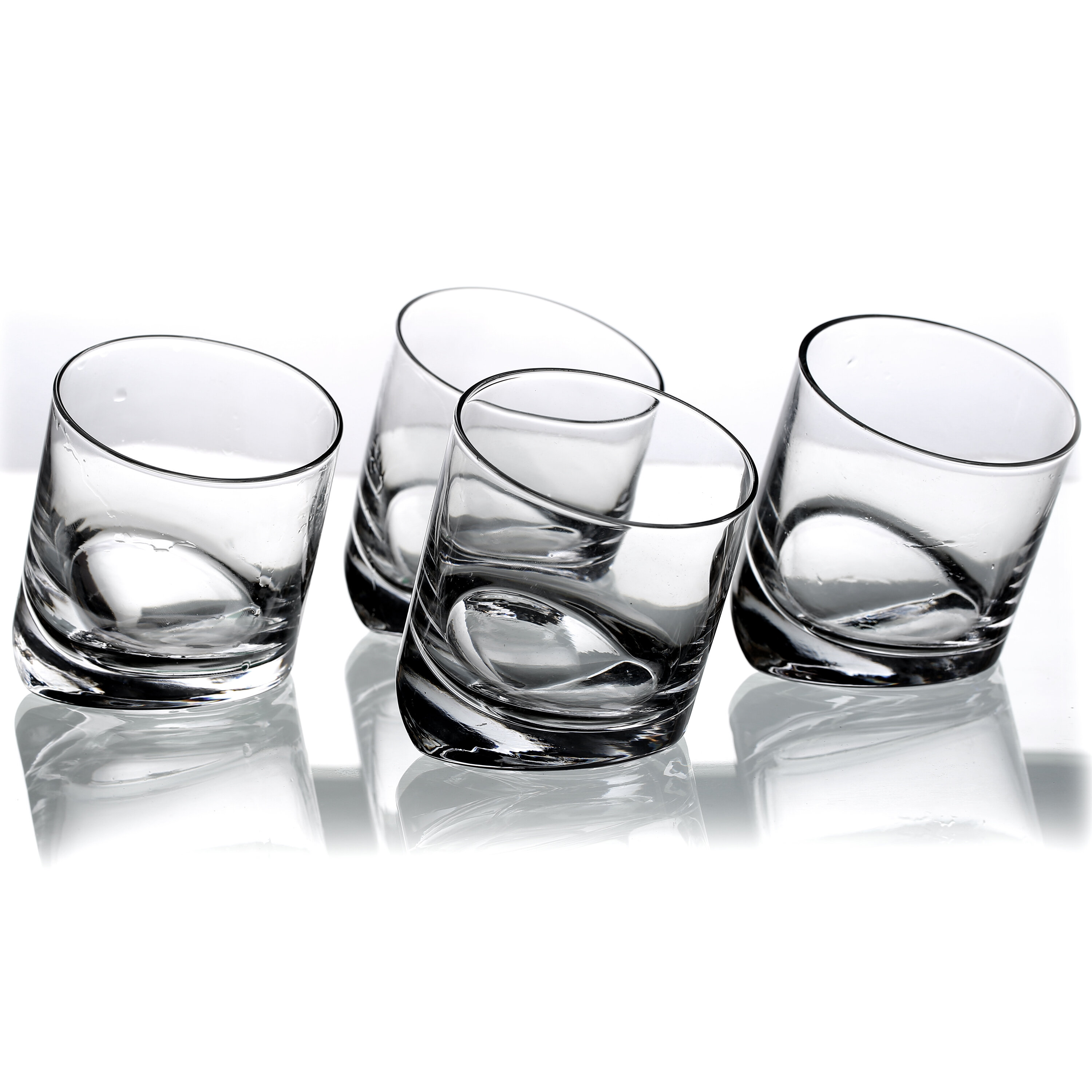 Latitude Run Double Wall Whiskey Glasses - Hexagon Design - Set of 4 - 300 ml - Elegant Whiskey Glasses for Scotch, Single Malt - Old Fashioned Glass