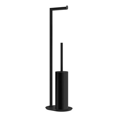 Freestanding toilet paper holder with toilet brush