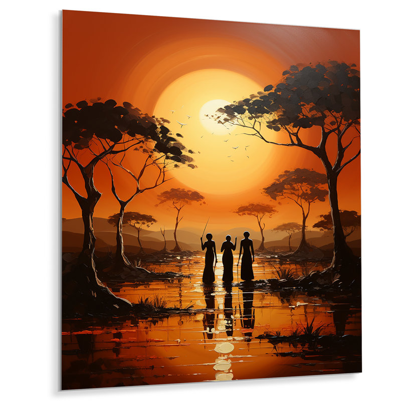 African Savannah Serenade II - décoration murale en métal africain, H 40 po x l 30 po x P 1 po