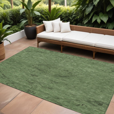 Tapis extérieur lavable floral vert foncé et vert foncé 9 pi x 12 pi