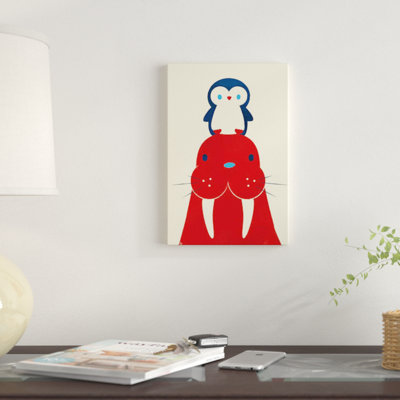 Impression sur toile tendue «Penguin and Walrus»
