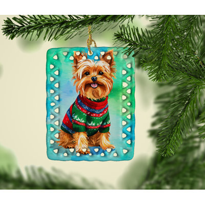 Ornement en porcelaine de Noël Yorkshire Terrier Yorkie