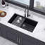 Évier de cuisine 32 po à cuve simple en quartzite encastrable-99823469