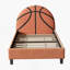 Lit plateforme tapissier Basketball Design pour enfants et garçons, adolescents, orange