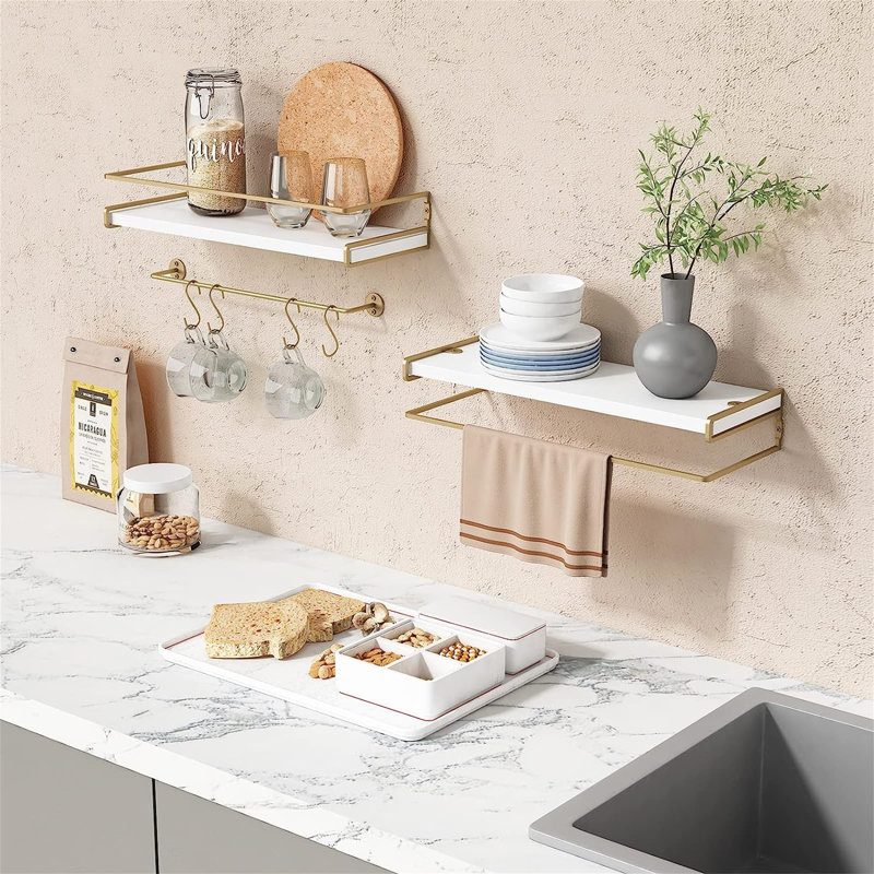 Floating Shelf, White/Gold
