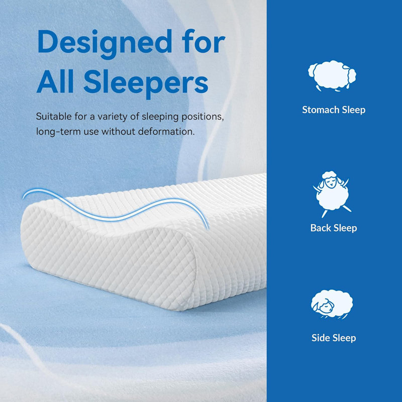 King Size Contour Memory Foam Pillow, Cervical Pillow For Neck Pain Relief, Neck Orthopedic Sleeping Pillows For Side, Back And Stomach Sleepers