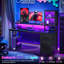 Computer Desk with 3 Fabric Drawers & 2-Tier Table Cabinet, Gaming Desk with LED Light Strip, Power Outlets & Headphone Hook-128968278-128968281