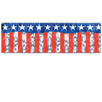 Bannière en plastique à franges et rayures patriotique mét