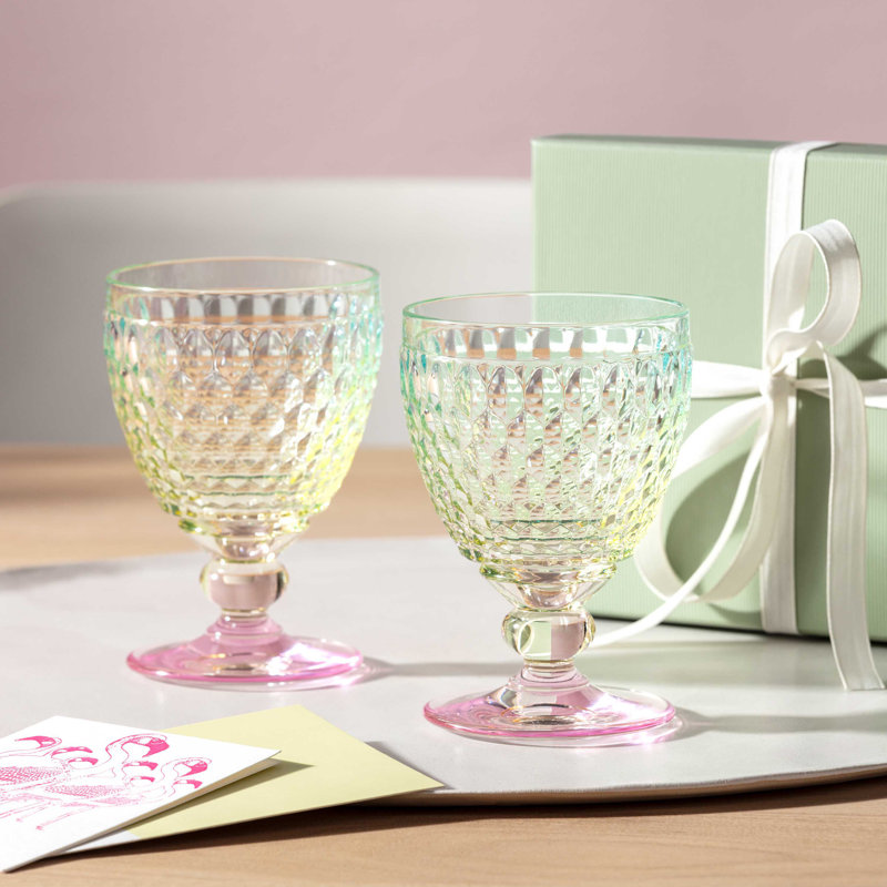 Villeroy & Boch Boston Pearl Red Wine Goblet, Set of 4, 10 ozs, Crystal Glass, Made in Germany, Multi-colored