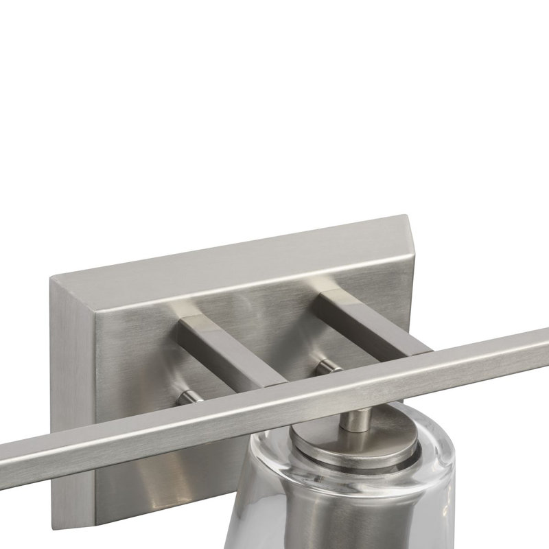 Éclairage pour meuble-lavabo à intensité variable 3 lumières Rozerin, Nickel brossé, Transparent