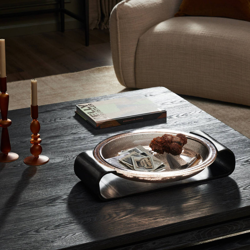 Runa Decorative Bowl, Smoked Brown/Distressed Bronze