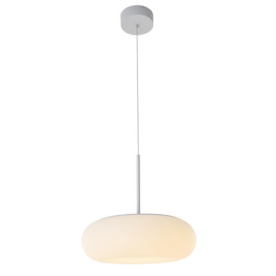 Luminaire suspendu argenté à 1 lumière Thomes avec abat-jour rond en verre