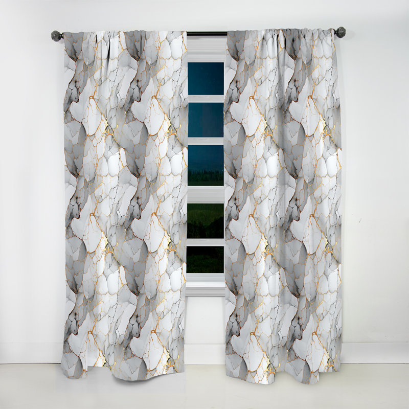 Rideau obscurcissant en marbre blanc et gris Harmony II - 1 panneau, L 52 po x L 108 po