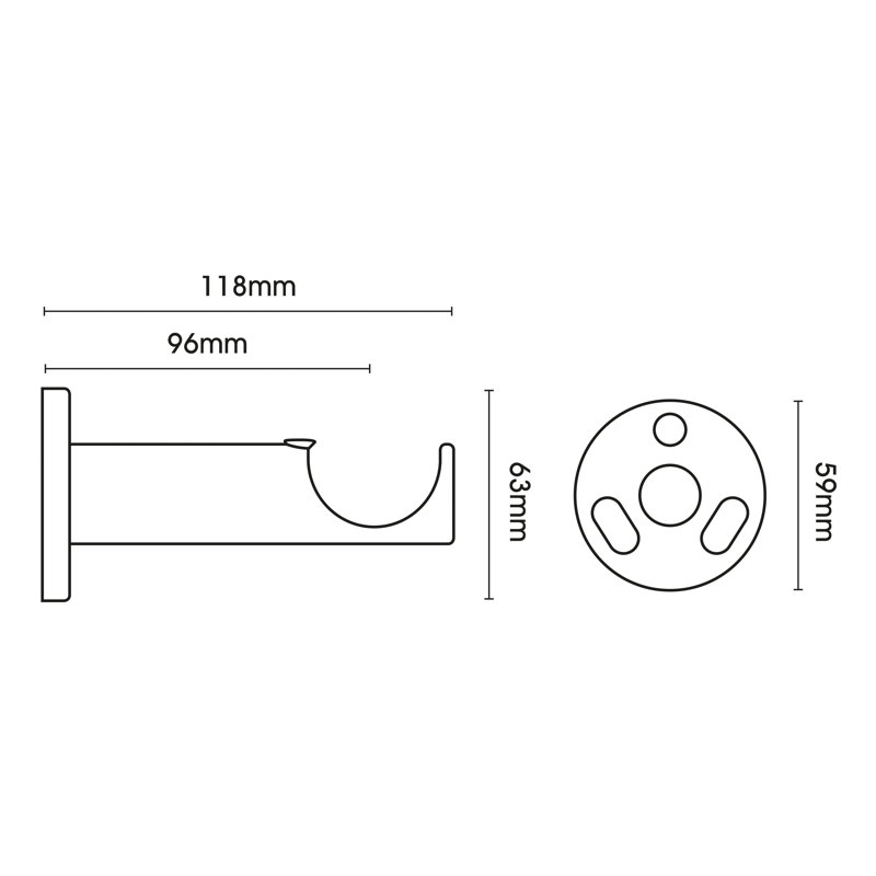 Derlene 3.5cm Single Curtain Pole, 3.50cm H x 360cm W x 3.50cm D, Black Nickel