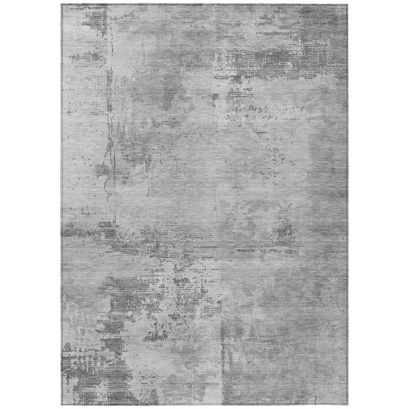 HomeRoots 3' X 5' Gray Abstract Washable Indoor Outdoor Area Rug