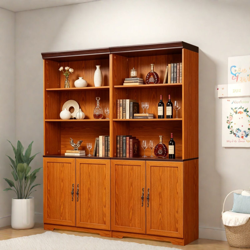 Grandes bibliothèques avec rangement, panneau de fibres à densité moyenne réglable de style rustique pour la maison