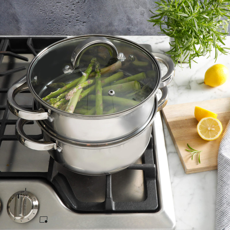 Oster Sangerfield 3 Qt Stainless Steel Steamer Set with Lid and Steamer Insert
