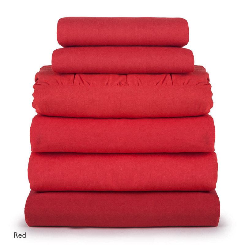 Rhowen Cotton Blend Standard Flat Sheet, Red