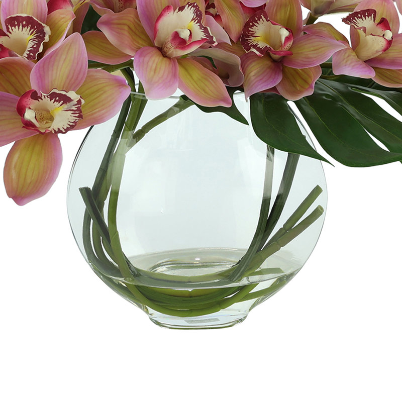 Tropical Orchid Arrangement in Glass Vase