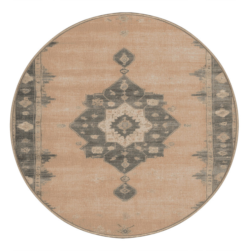 Tapis brun lavable à la machine, Rond 6 pi