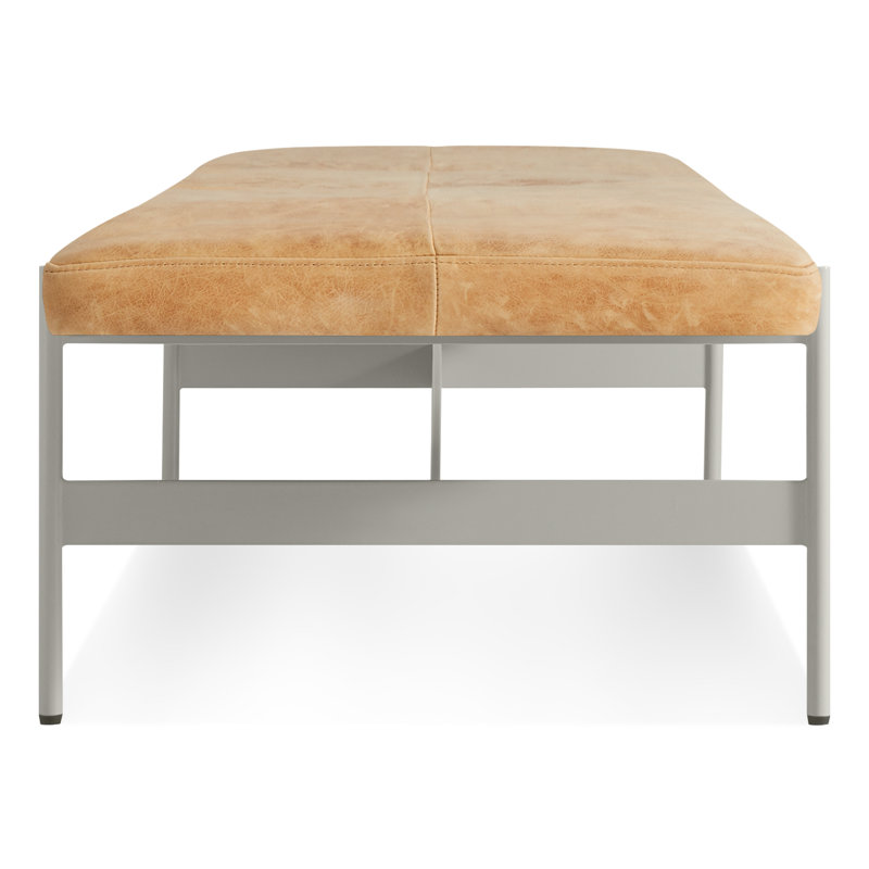Daybench Upholstered Bench, 14" H x 75" W x 24" D, Camel Genuine Leather, Putty