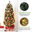 4.5Ft Pre-Lighted Artificial Sleigh Base Christmas Tree With 85PCS 8-Mode Incandescent Warm White Lights