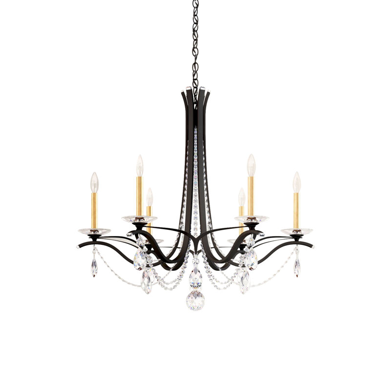Vesca 6 - Light Chandelier, Ferro Black, Clear Heritage Crystal