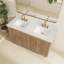 Meuble-lavabo de salle de bain autoportant 60 po entièrement assemblé en bois massif avec plateau blanc d'ingénierie entièrement assemblé