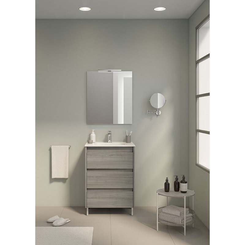 Ensemble de meuble-lavabo simple avec miroir l 24 po x P 18 po x H 33 po, Gris sable
