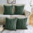 Decorative Compression Green Faux Rabbit Fur Flannel Square Throw Pillow Covers With Inserts-4449265