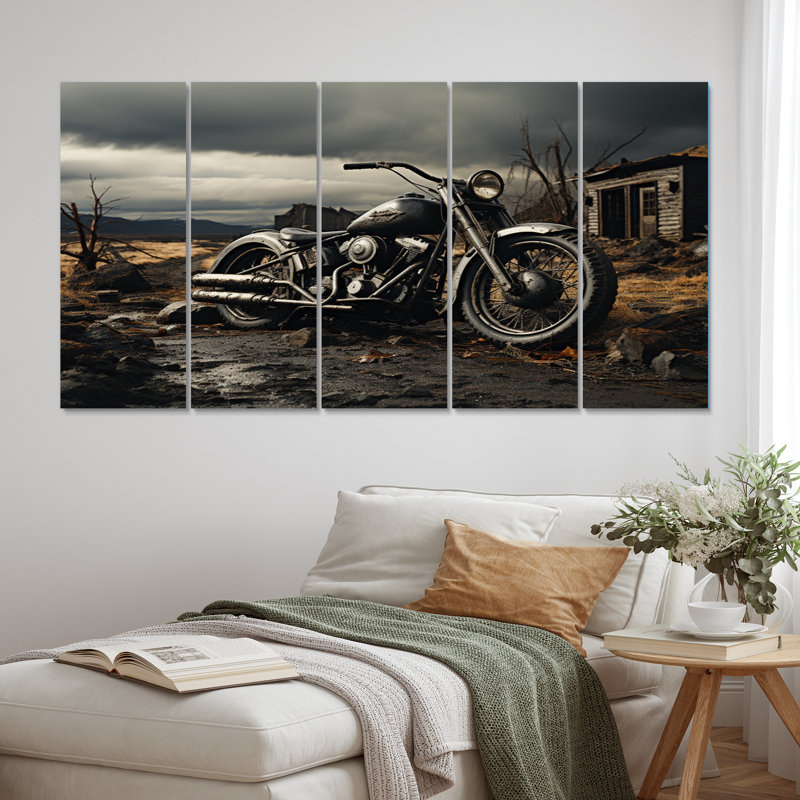 «Grey Moto», photographie de paysage monochrome sur toile 5 pièces