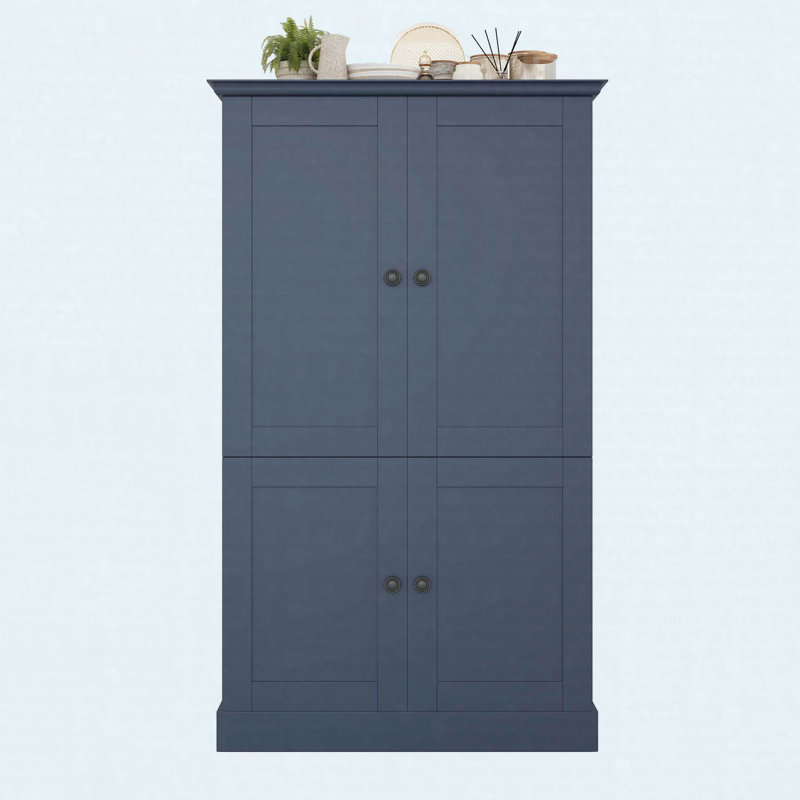 Armoire de cuisine autoportante, poste de travail de rangement haut avec 4 portes, 3 tiroirs, 6 tablettes de porte, tablettes amovibles et 6 porte-bouteilles