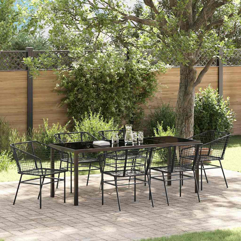Emiya 6 - Person Patio Dining Set Rectangular Table, Black