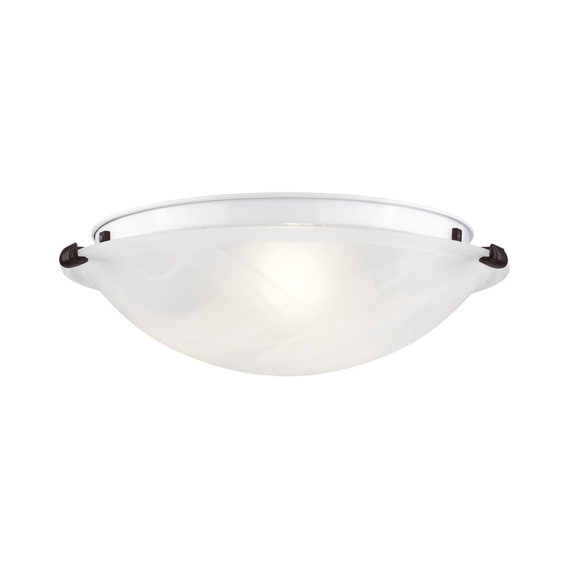 Maynes Glass Flush Mount, White Alabaster Glass, 4.75" H x 16.5" W x 16.5" D